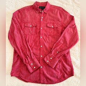 INC International Concepts Men's Casual Red Button-Down Shirt